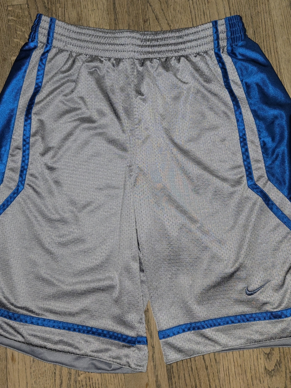 Nike Gray and Blue Men's Athletic Shorts